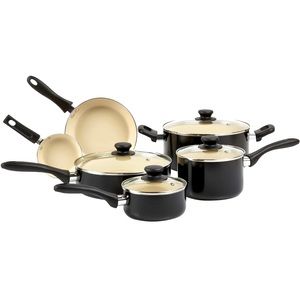 Amazon Basics Ceramic Nonstick Pots and Pans 11 Piece Cookware Set
